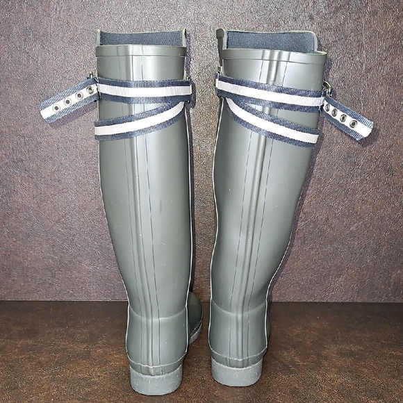 Hunter Refined Matte Dark Green Adjustable Rain Boots Size 8 - Picture 7 of 15